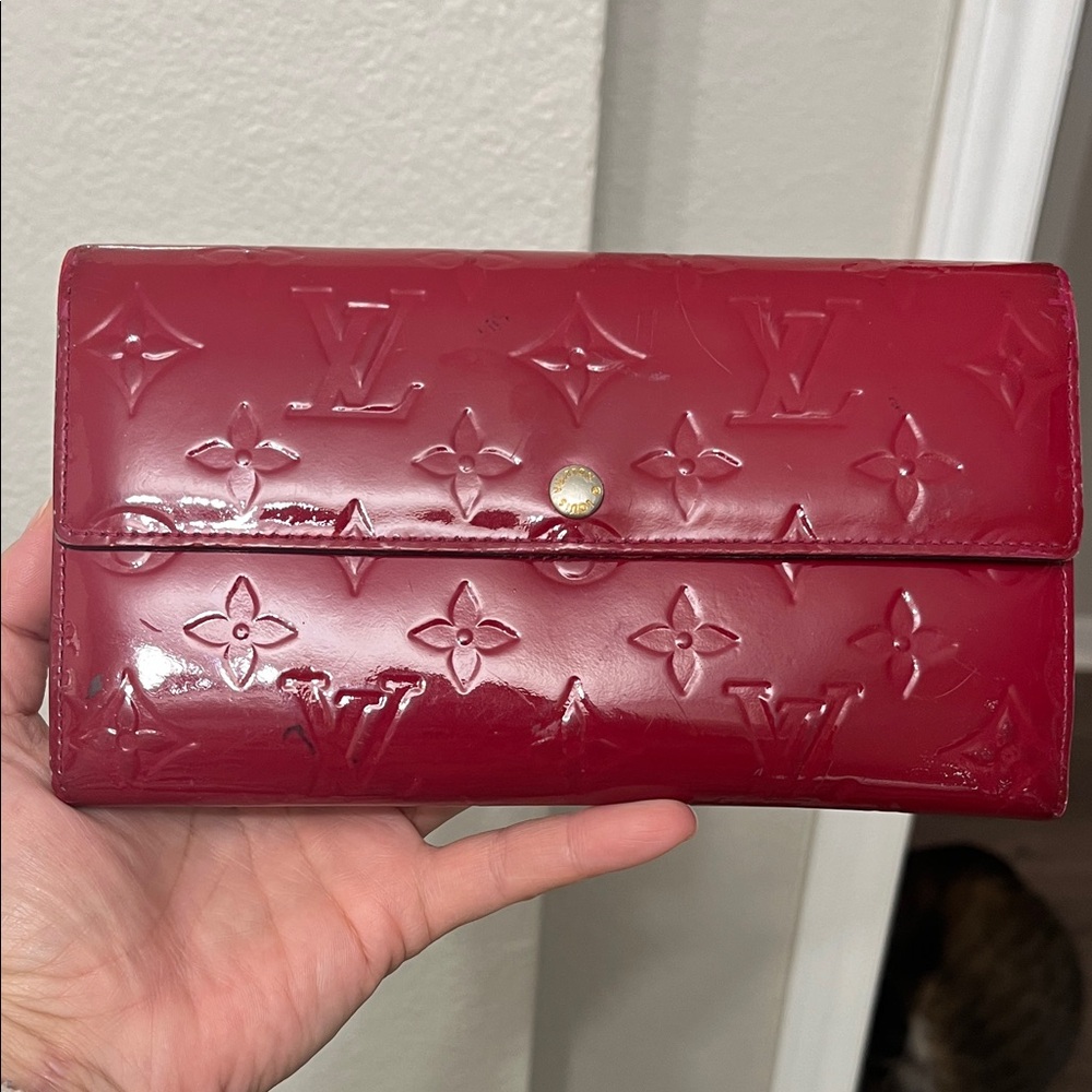 Louis Vuitton Cherry Red Embossed Patent leather wallet